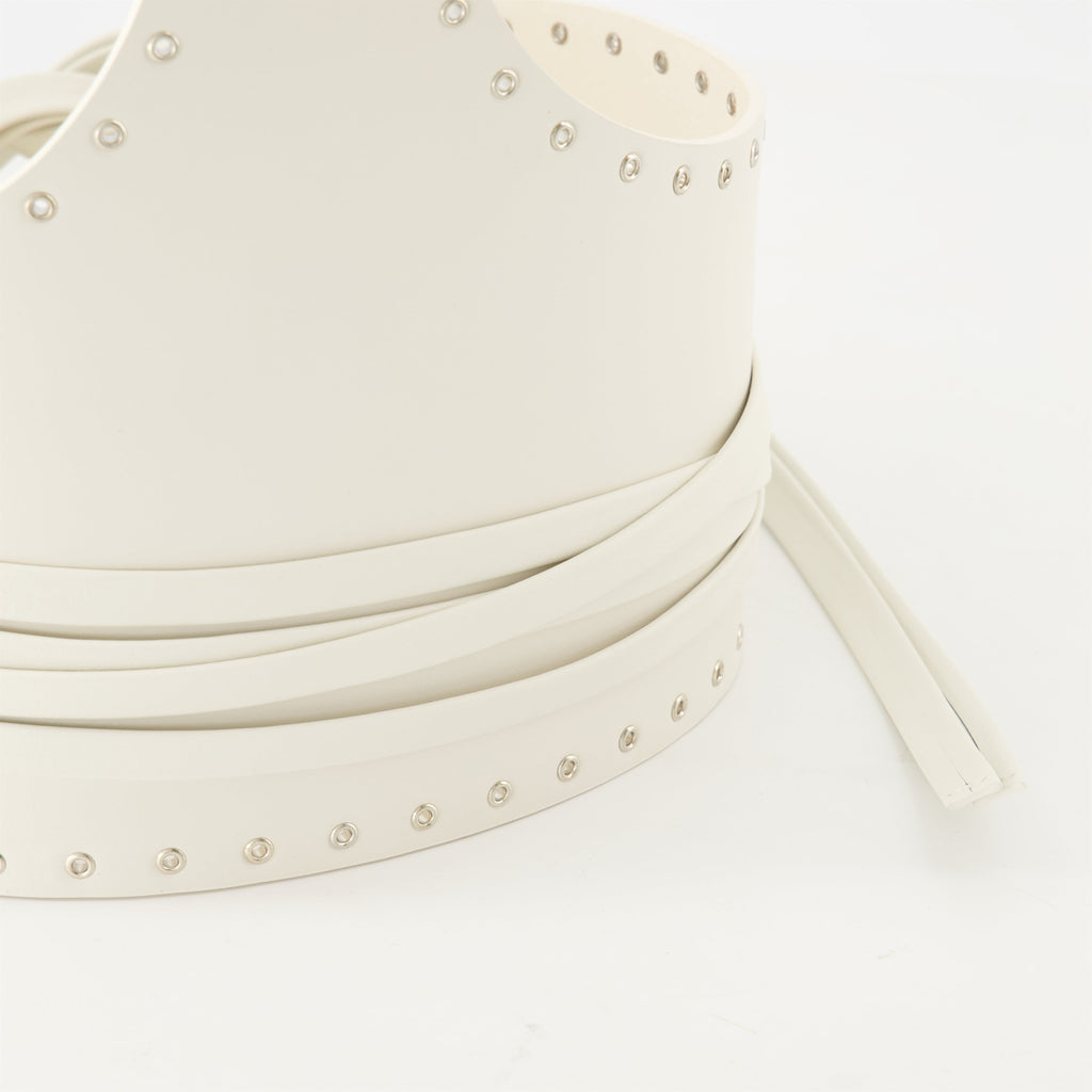 leather belt, Lanny belt, white belt, corset design, fashion accessory