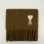 brown scarf, Ami de Coeur, winter accessory, alpaca scarf, fringed scarf