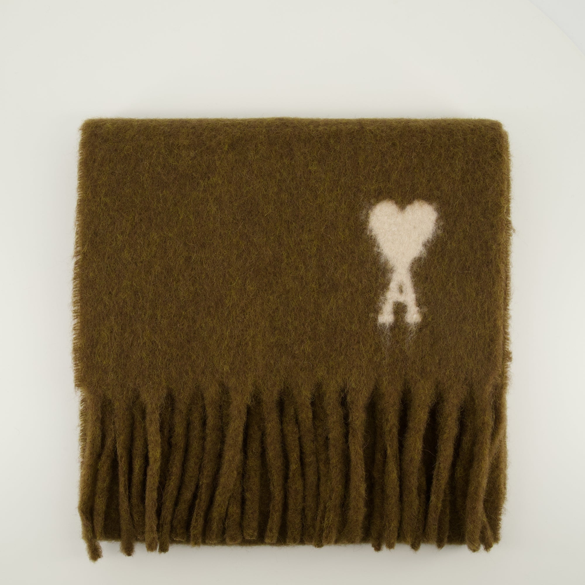 brown scarf, Ami de Coeur, winter accessory, alpaca scarf, fringed scarf