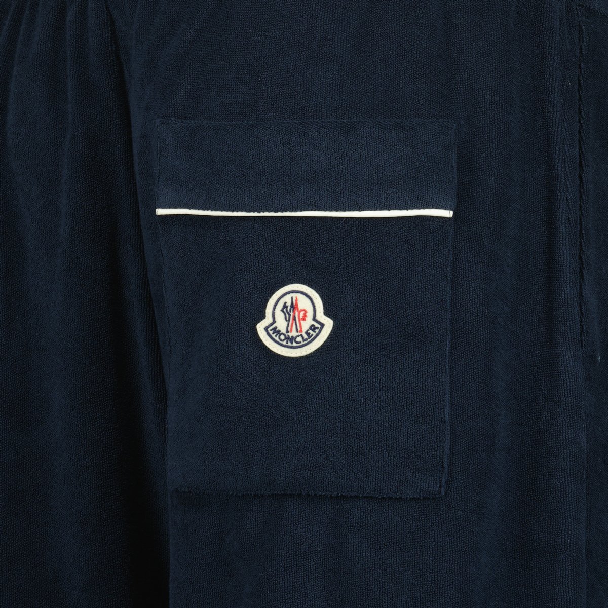 Image of Navy Blue Cotton Terry Shorts by Moncler for Men - Season Spring-Summer 2025 - Detail View 5