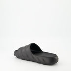 Moncler sandals, black slide sandals, Lilo sandals, luxury footwear, elegant slide sandals