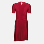 Imagem do vestido midi drapeado em vermelho da Rabanne para mulheres - Temporada Outono-Inverno 2025 - Vista Traseira