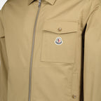 beige shirt jacket, Moncler jacket, cotton zip jacket, classic collar jacket, men's outerwear