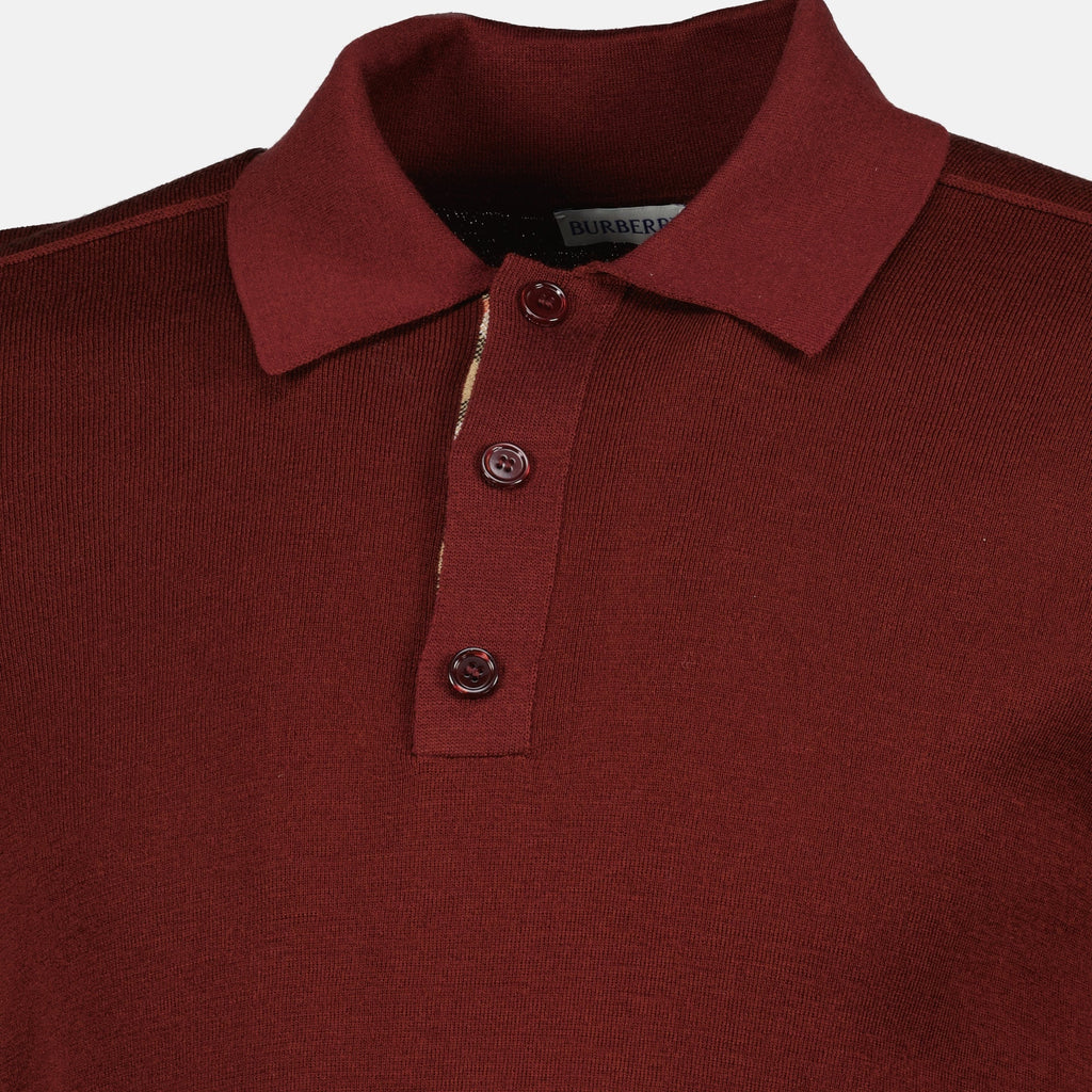 Burberry polo shirt, bordeaux long sleeve polo, Autumn-Winter 2025, classic collar polo, men's knitwear
