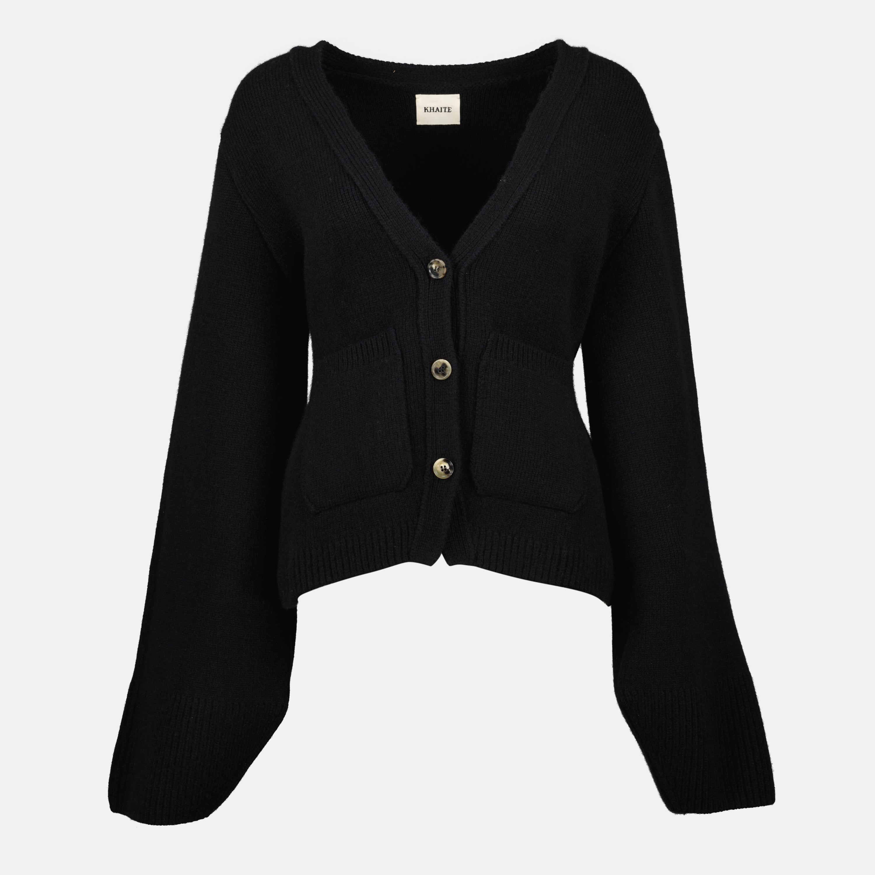 Khaite Cardigan, Black Cashmere Cardigan, V-Neck Cardigan, Autumn Winter Fashion, Womens Knitwear
