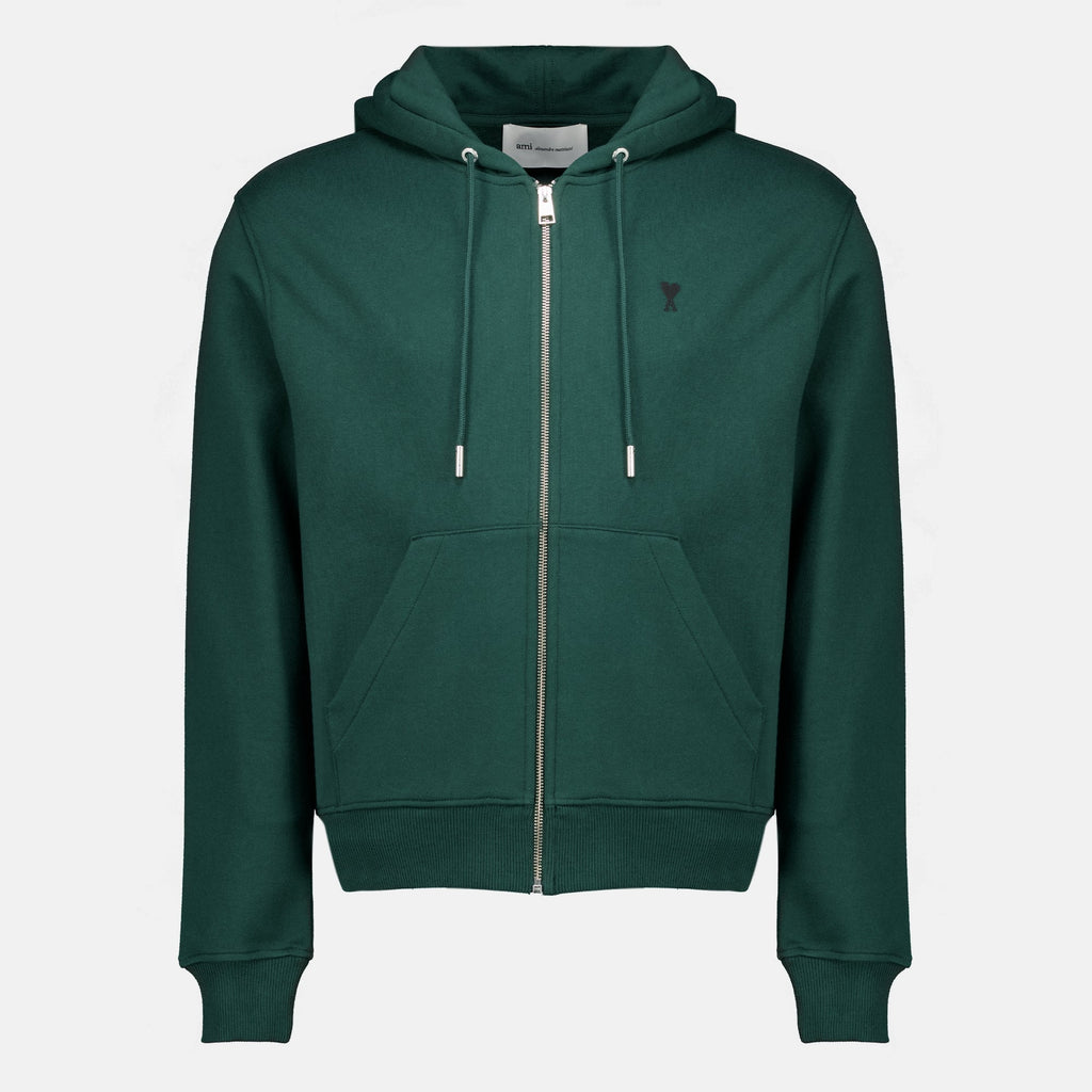 Felpa in cotone con cappuccio e zip