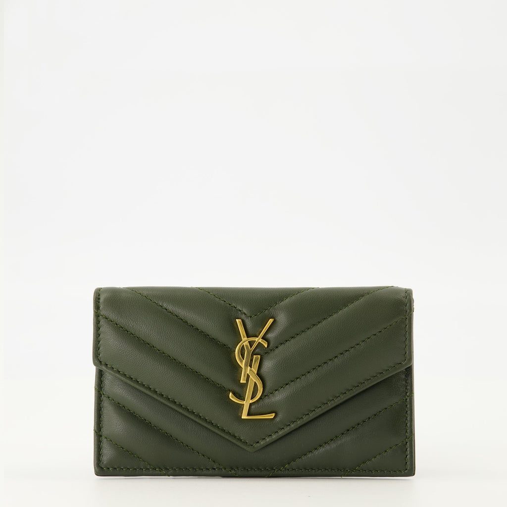 Image of Cassandre Fragments Dark Green Cardholder by Saint Laurent for Women - Season Autumn-Winter 2025 - Front View