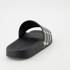 Burberry slides, Check print sandals, Polyurethane footwear, Casual slides, Designer sandals