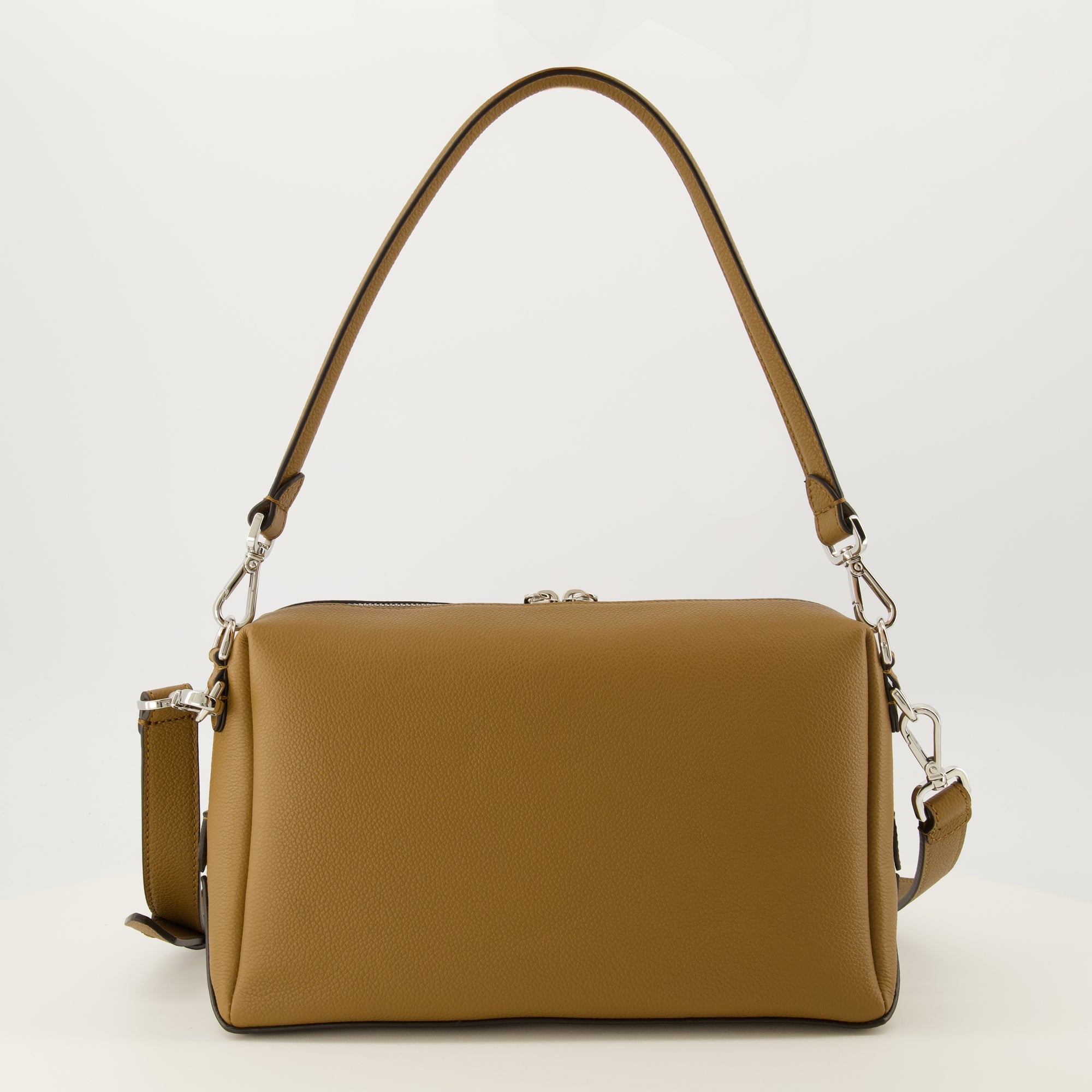 Fendi handbag, Le Sac Fendi Lui medium, camel-grained calf leather, elegant handbag, versatile leather bag