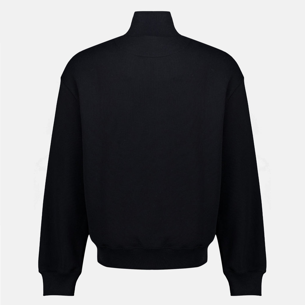 Felpa Nera con Zip - Maison Kitsuné