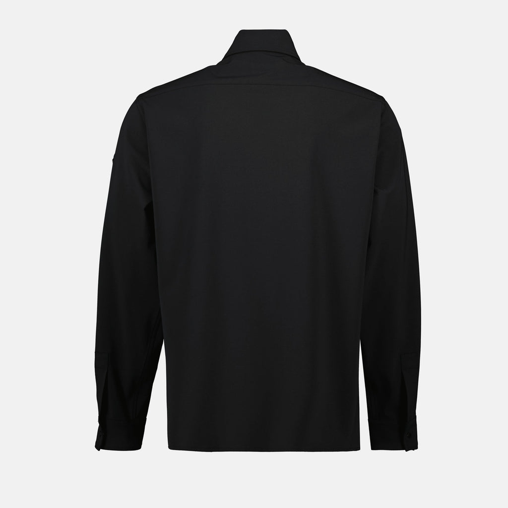black shirt, Moncler, long sleeve shirt, technical fabric, Fall-Winter 2025