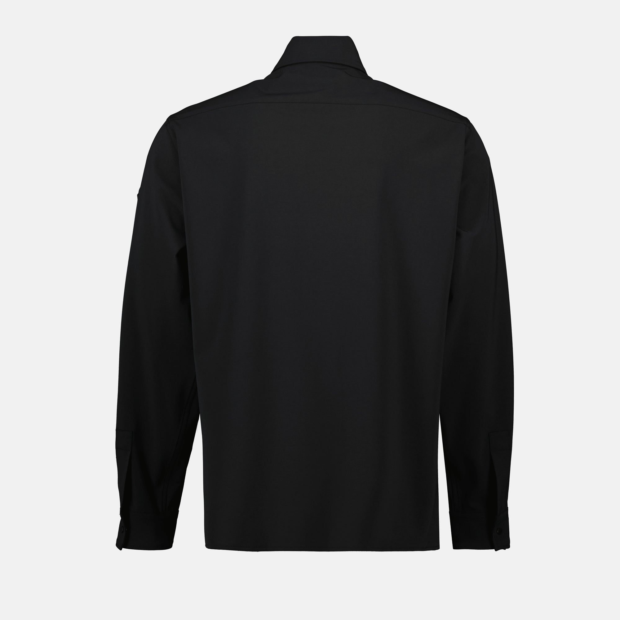 black shirt, Moncler, long sleeve shirt, technical fabric, Fall-Winter 2025