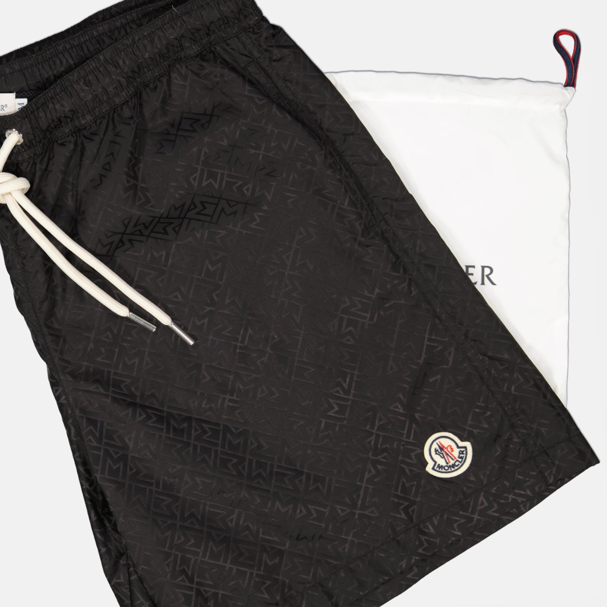 swim shorts, Moncler, black swimwear, men's swimwear, recycled nylon shorts