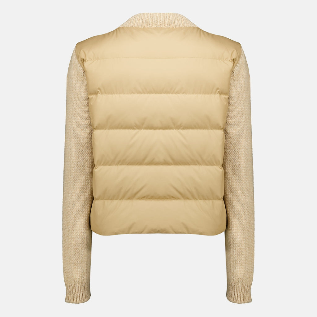 Cardigan beige trapuntato in alpaca