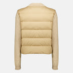 Cardigan beige trapuntato in alpaca