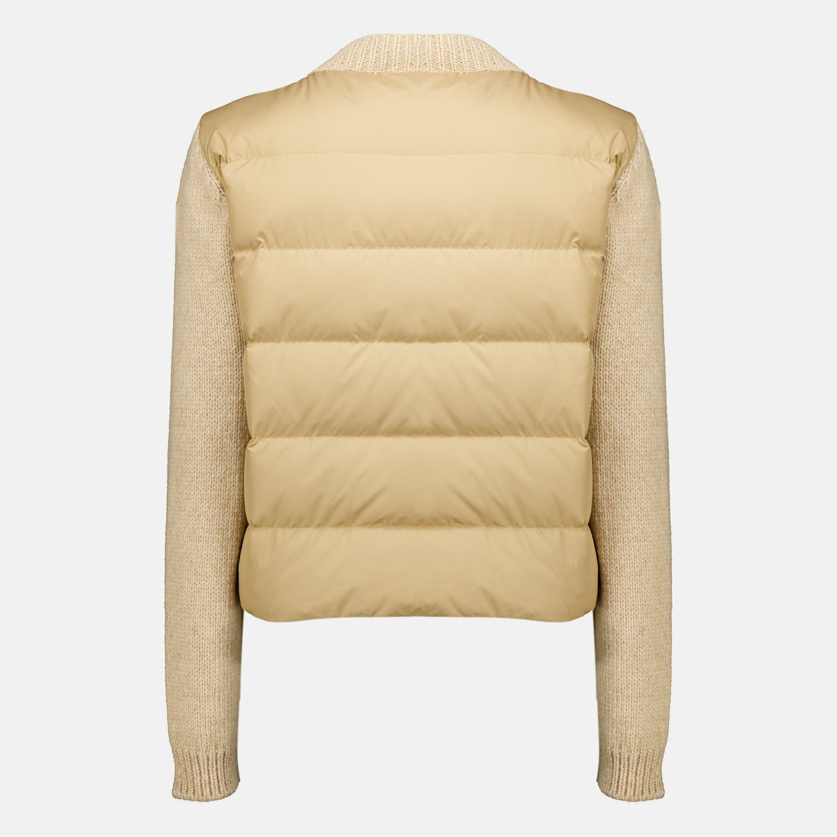 Cardigan beige trapuntato in alpaca