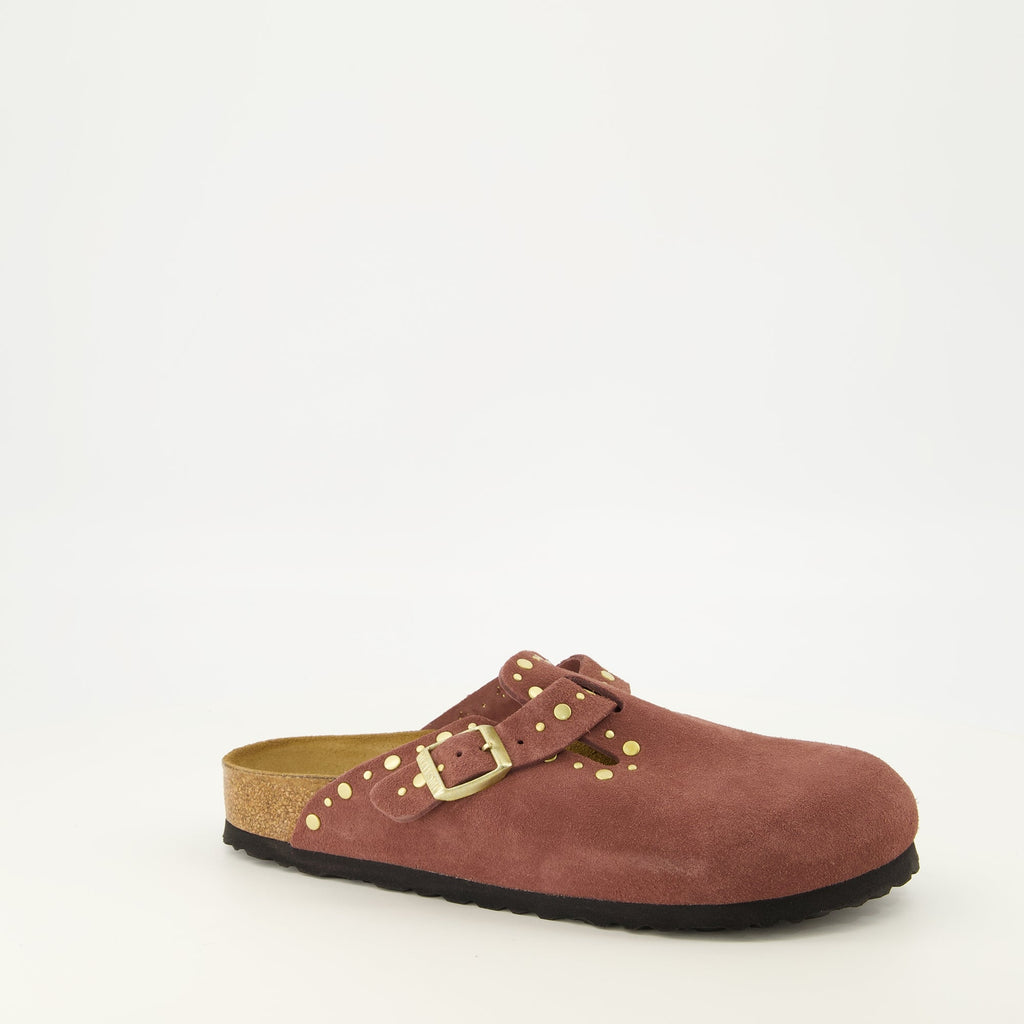 Boston Pink Suede Leather Mules