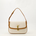 Imagen de un bolso de cuero y algodón de Saint Laurent para mujeres - Temporada Primavera-Verano 2025 - Vista frontal