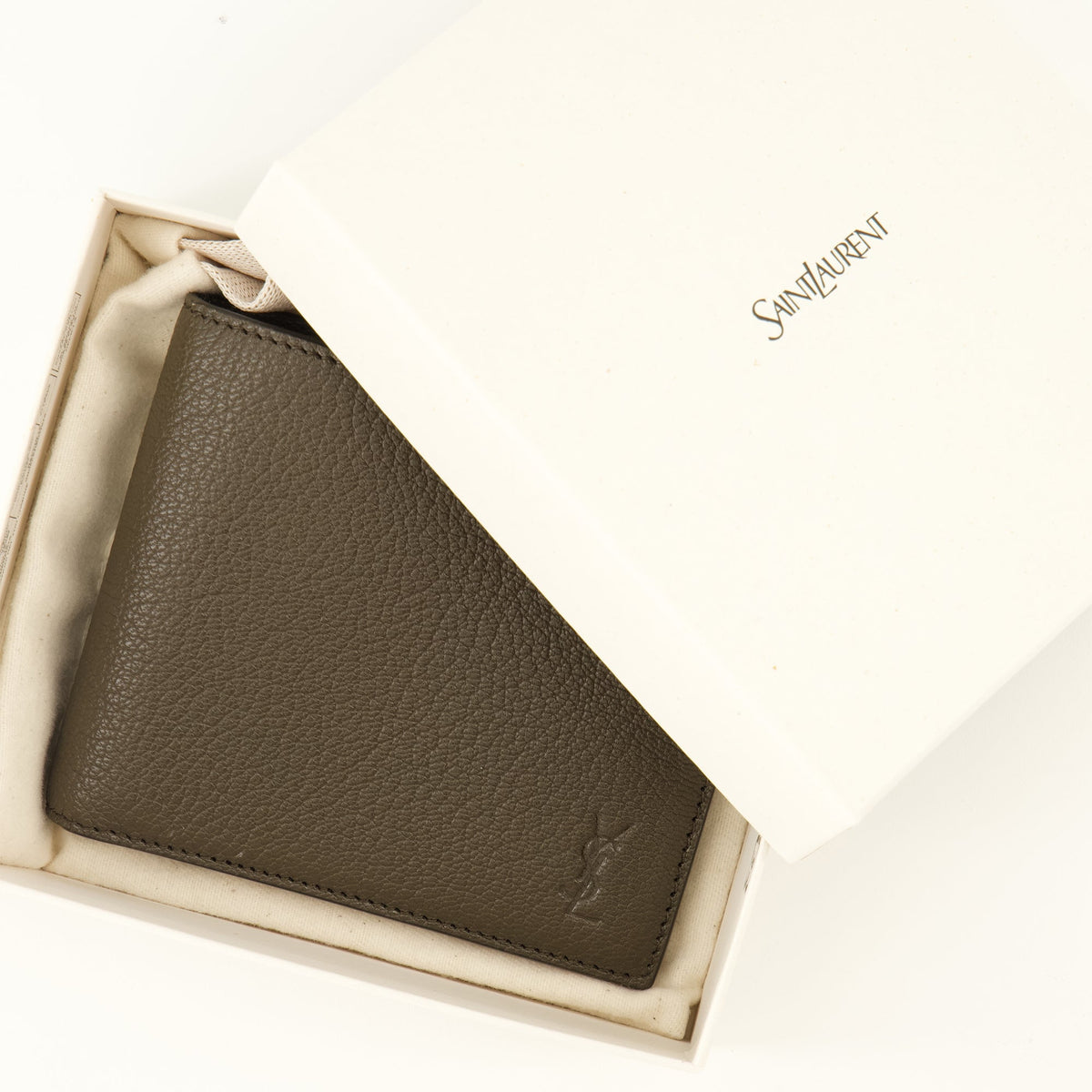 Portefeuille à rabat en cuir grainé marron