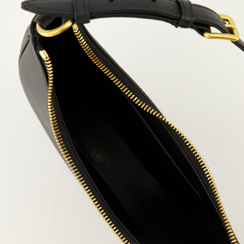Mini Hobo Bag in Black Leather