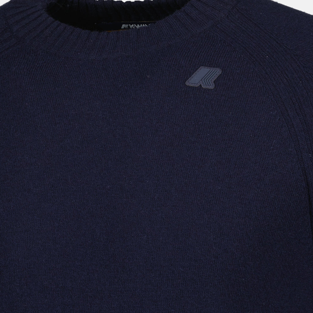 K-Way Sebas wool pull, navy knit pullover, men's knitwear, cashmere blend sweater, autumn winter fashion