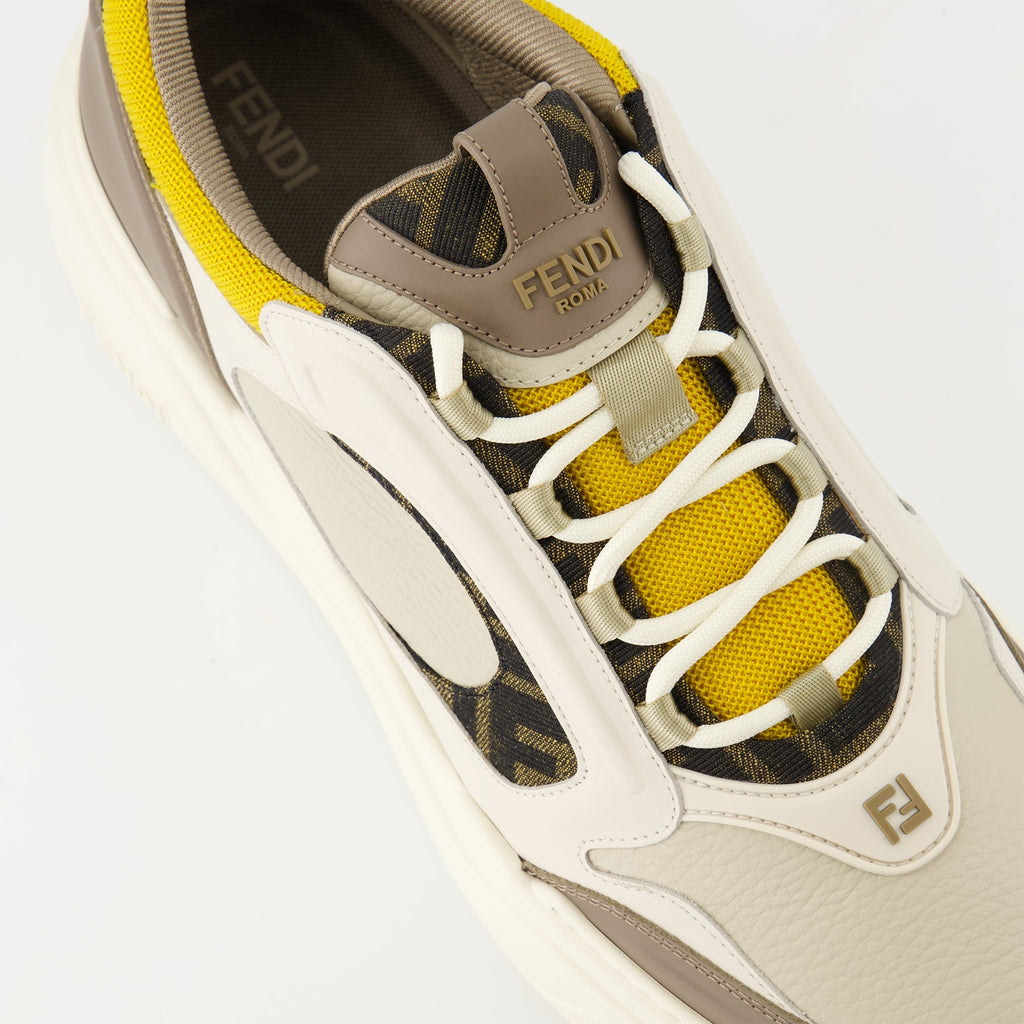 Fendi sneakers, brown sneakers, leather footwear, FF pattern shoes, anti-slip sneakers