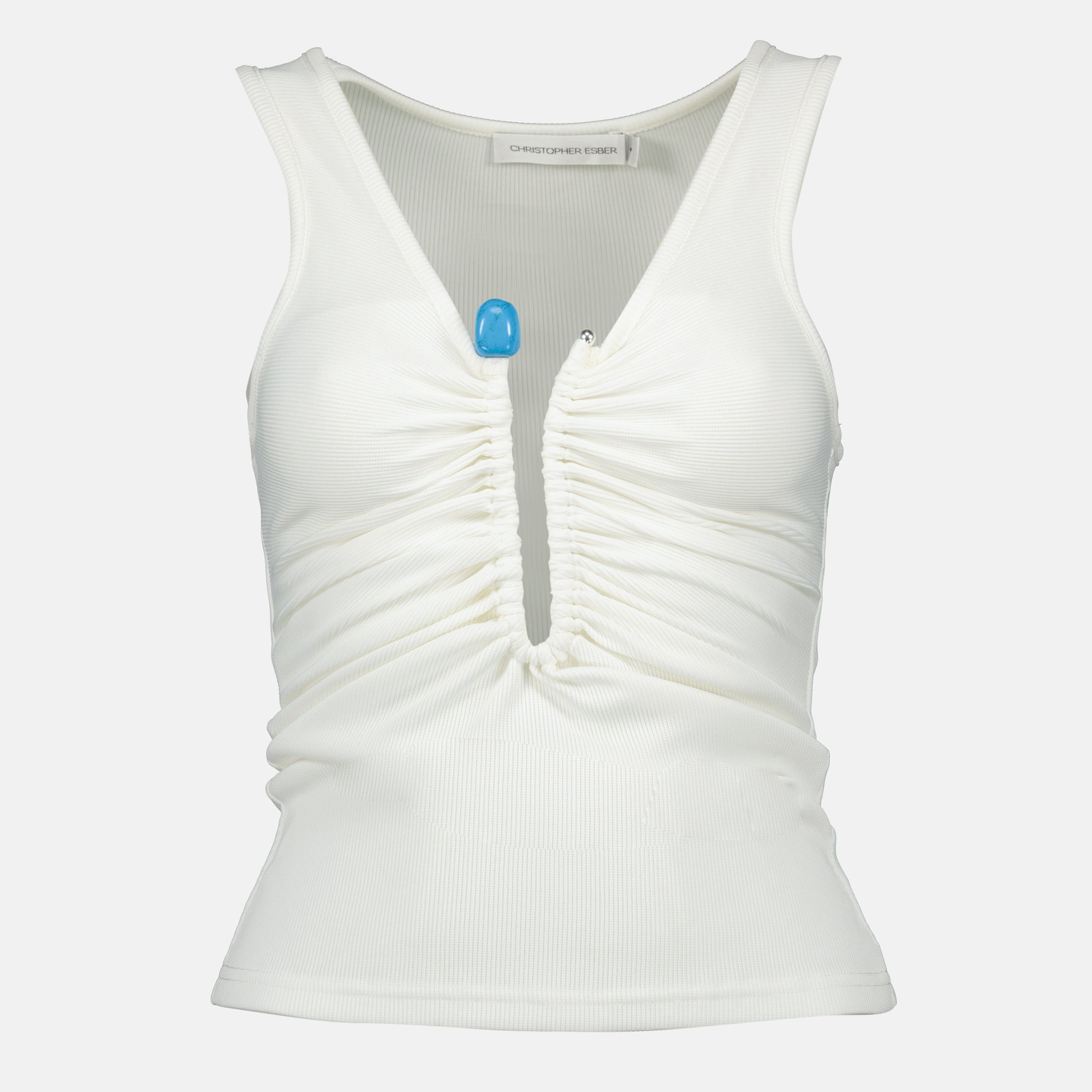 Christopher Esber, Crystal Pin Dress, V-neck dress, slim fit dress, white dress