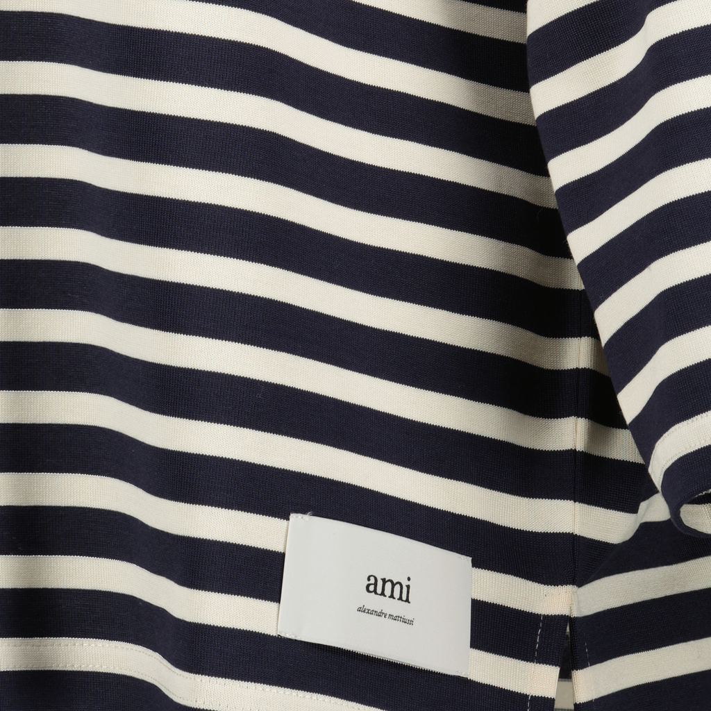 striped t-shirt, AMI PARIS, cotton shirt, oversized fit, casual wear