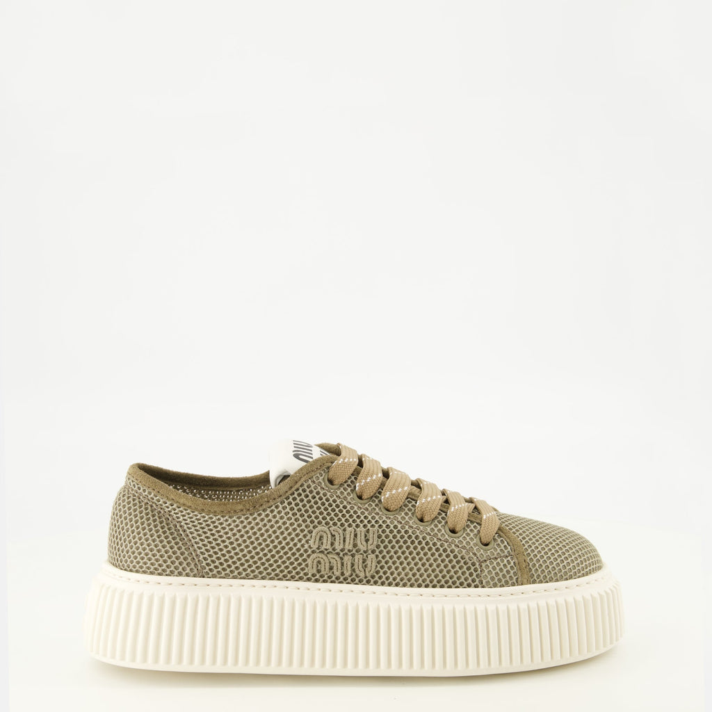Zapatillas de Malla Marrón con Plataforma