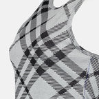 Gray Checkered Tank Top, Burberry Spring-Summer 2024, Luxury Women's Top, Vintage Checkered Tank, High-End Designer Wear