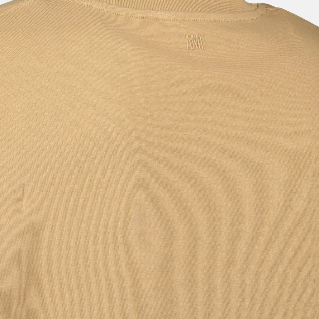 Image of Brown Cotton T-Shirt by Ami PARIS for Unisex - Season Autumn-Winter 2025 - Product detail view 3