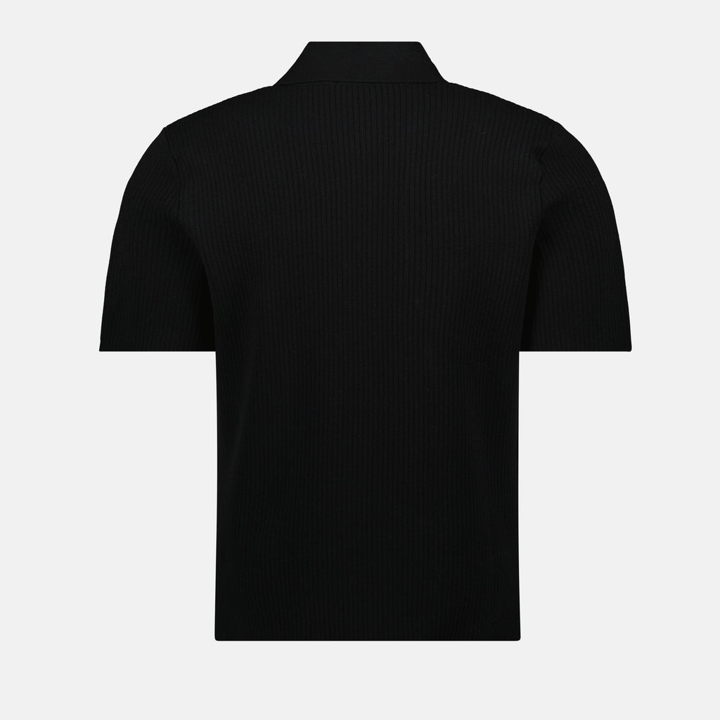 black polo shirt, ribbed knit polo, men's fashion, casual wear, Spring-Summer collection