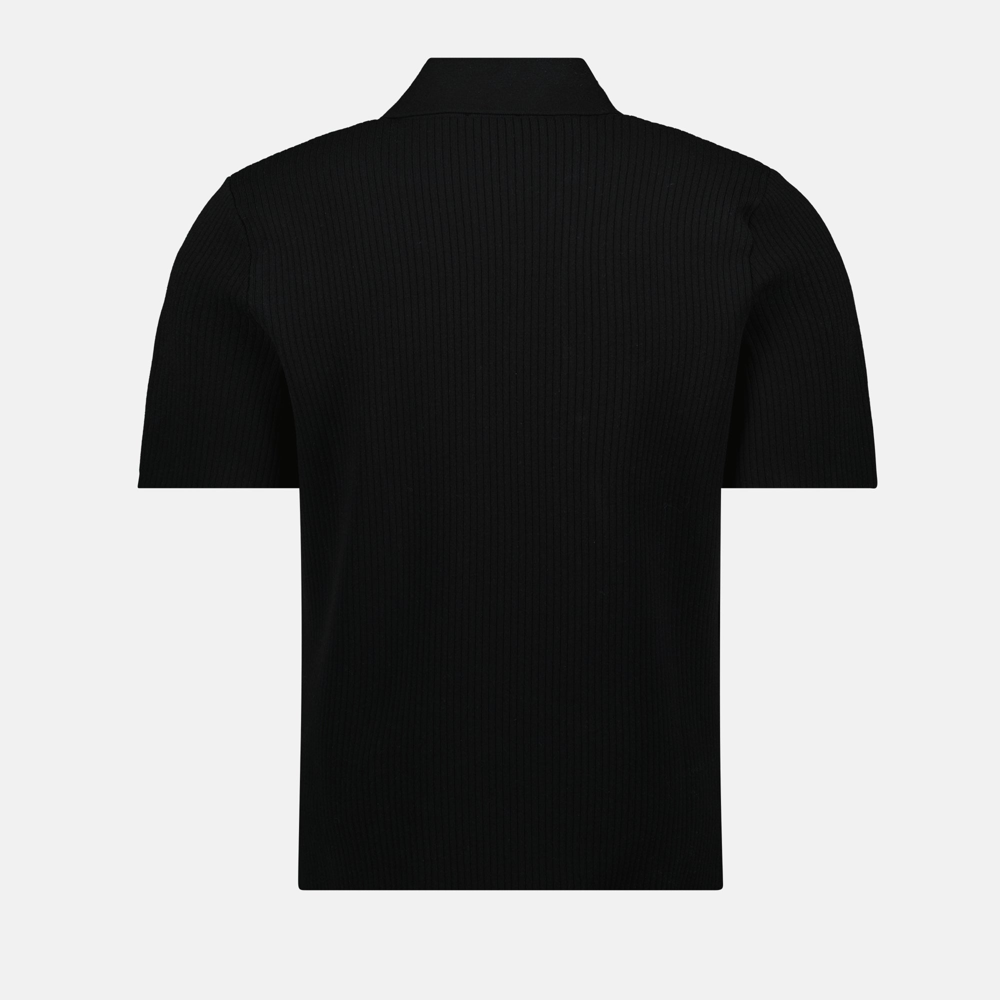 black polo shirt, ribbed knit polo, men's fashion, casual wear, Spring-Summer collection