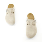 Birkenstock mules, Boston Mules, women's footwear, comfortable mules, nubuck slip-ons