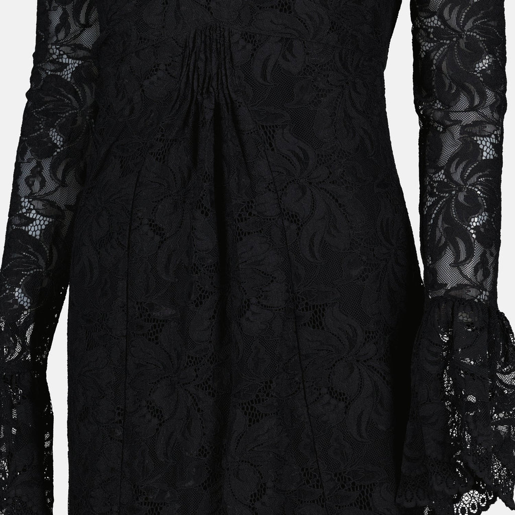 lace dress, Rabanne collection, black long dress, elegant outfit, autumn-winter fashion
