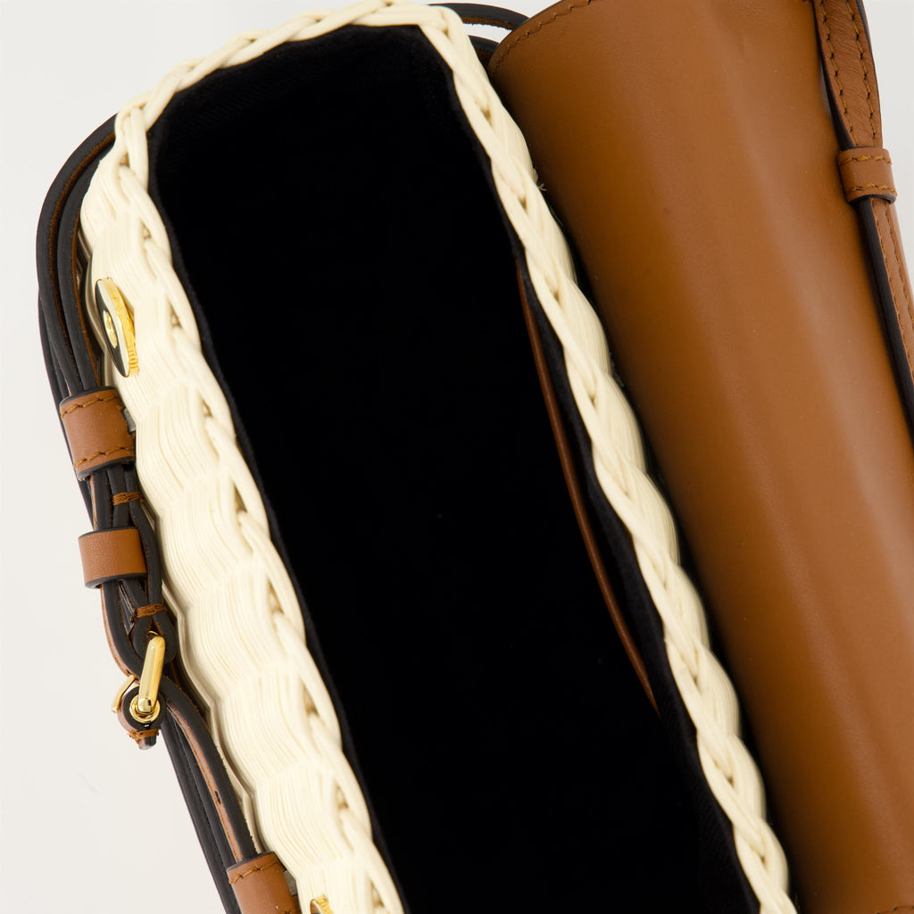 Moschino bag, Tie Me bag, brown raffia bag, women's accessories, designer handbag