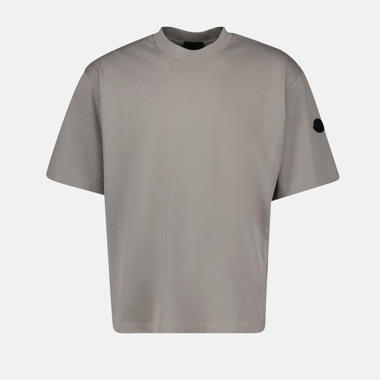 Moncler T-shirt, taupe T-shirt, silicone logo, autumn winter collection, men's fashion