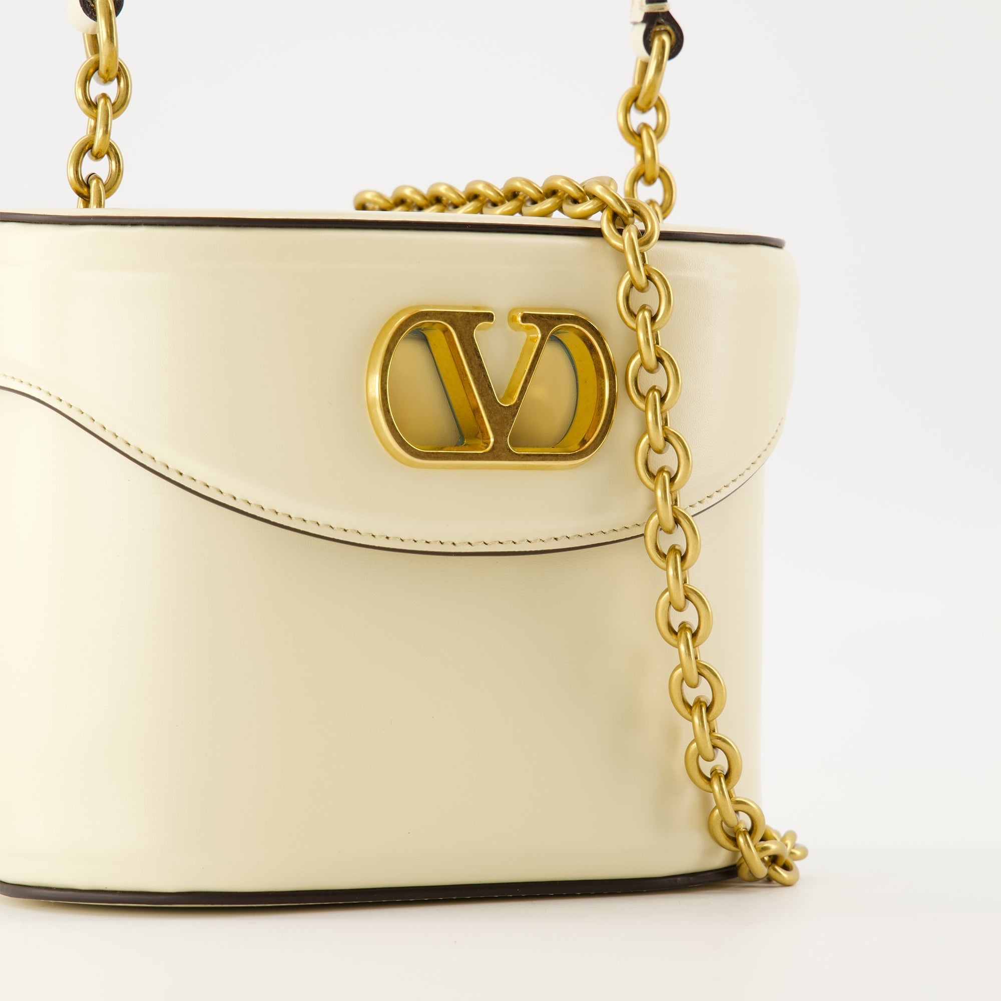 Valentino Garavani, Vanity-Case Bag, calf leather bag, Antique Brass VLogo, luxury handbag