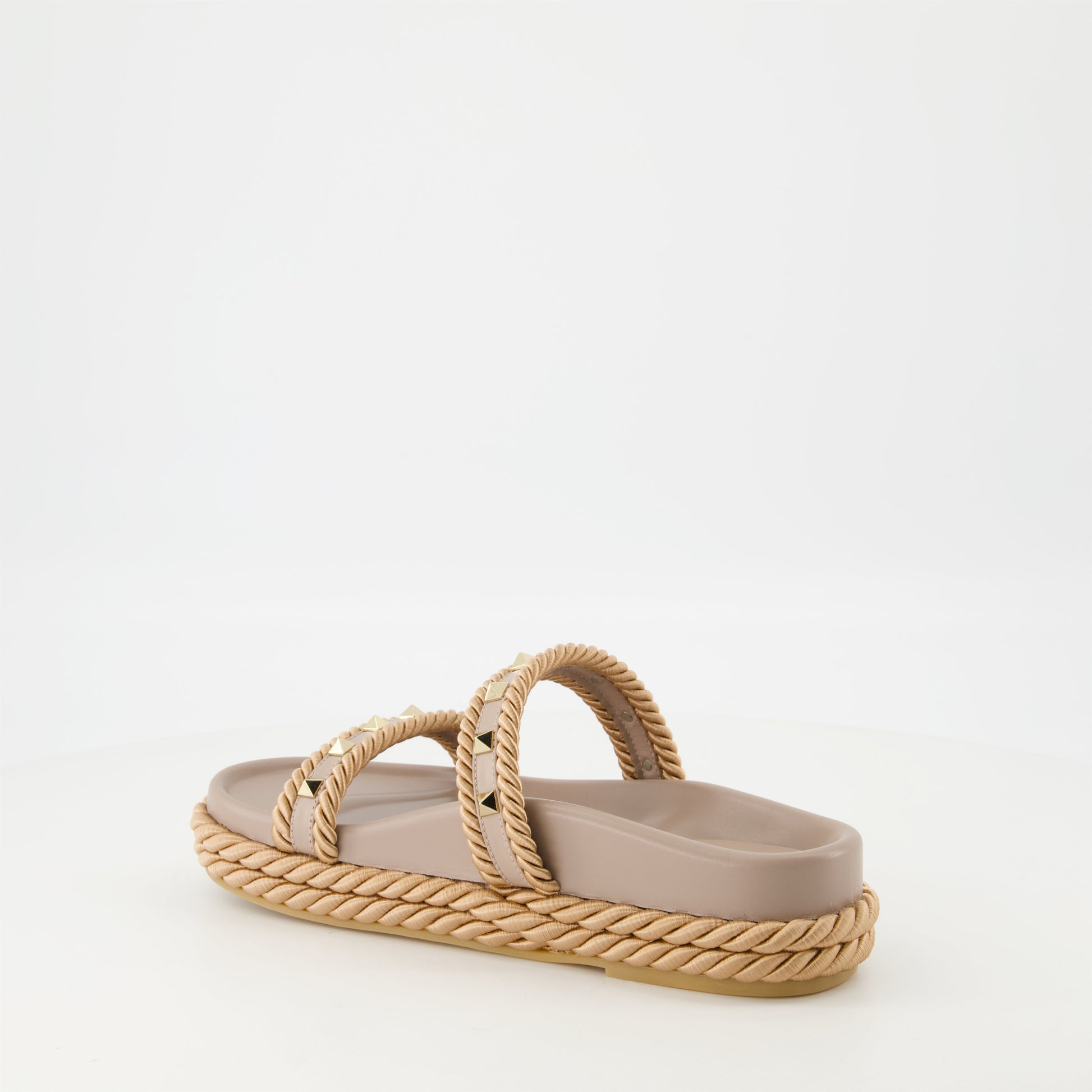 Rockstud sandals, beige platform sandals, Valentino shoes, designer footwear, stylish sandals