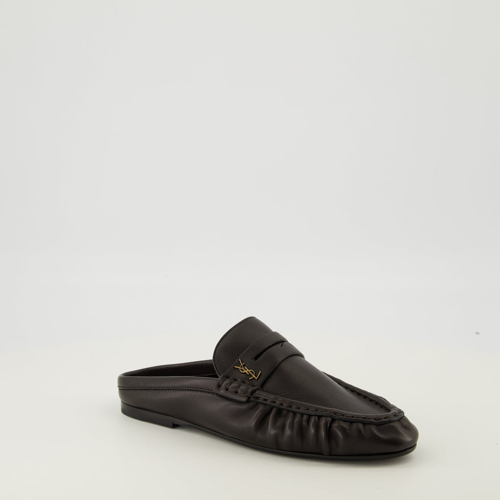 black loafers, Saint Laurent, luxury footwear, mule shoes, Autumn-Winter collection