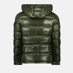 Moncler jacket, Maya down jacket, green nylon outerwear, men's quilted jacket, stylish winter coat