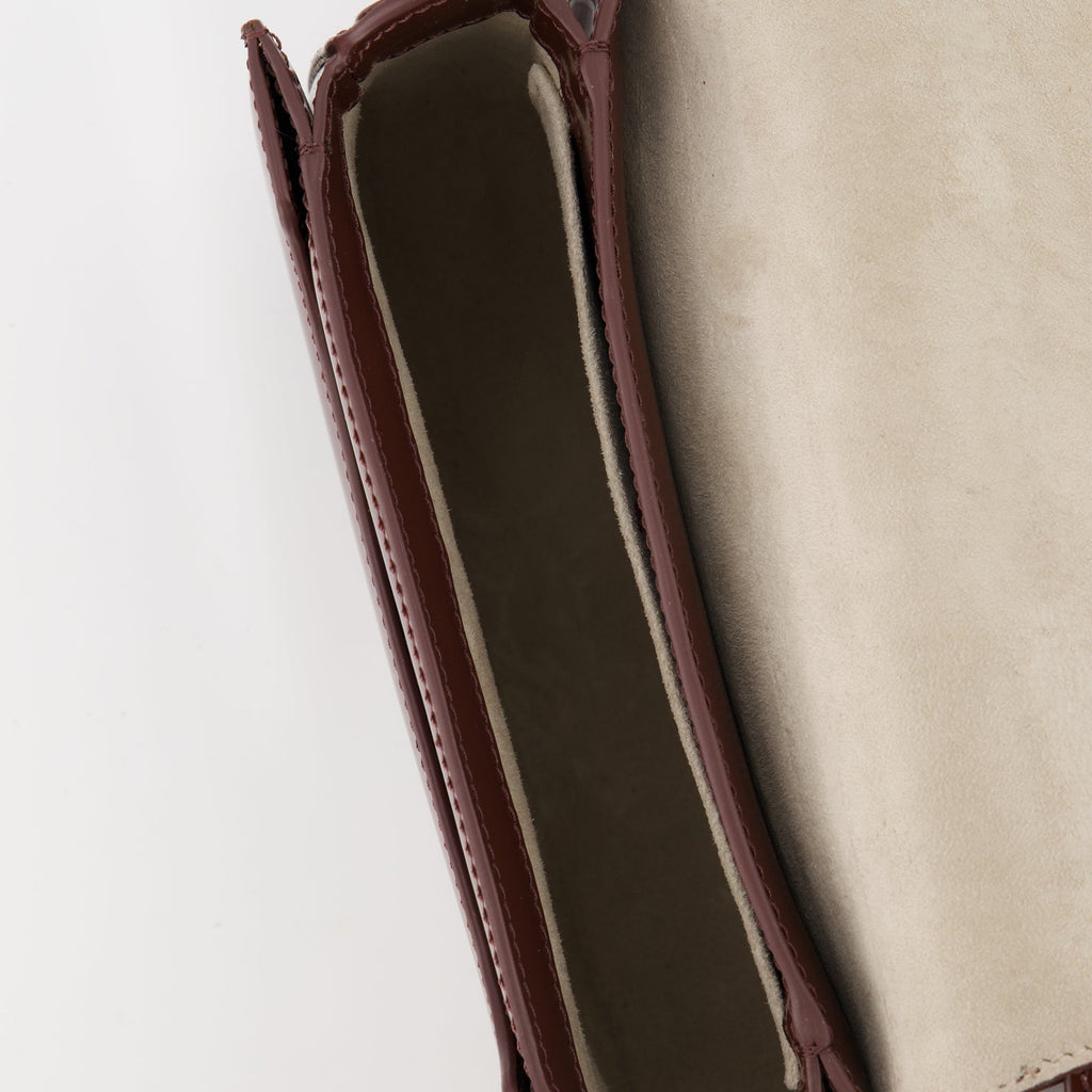 Ami Paris, Top Handle bag, burgundy leather bag, unisex accessories, luxury handbags