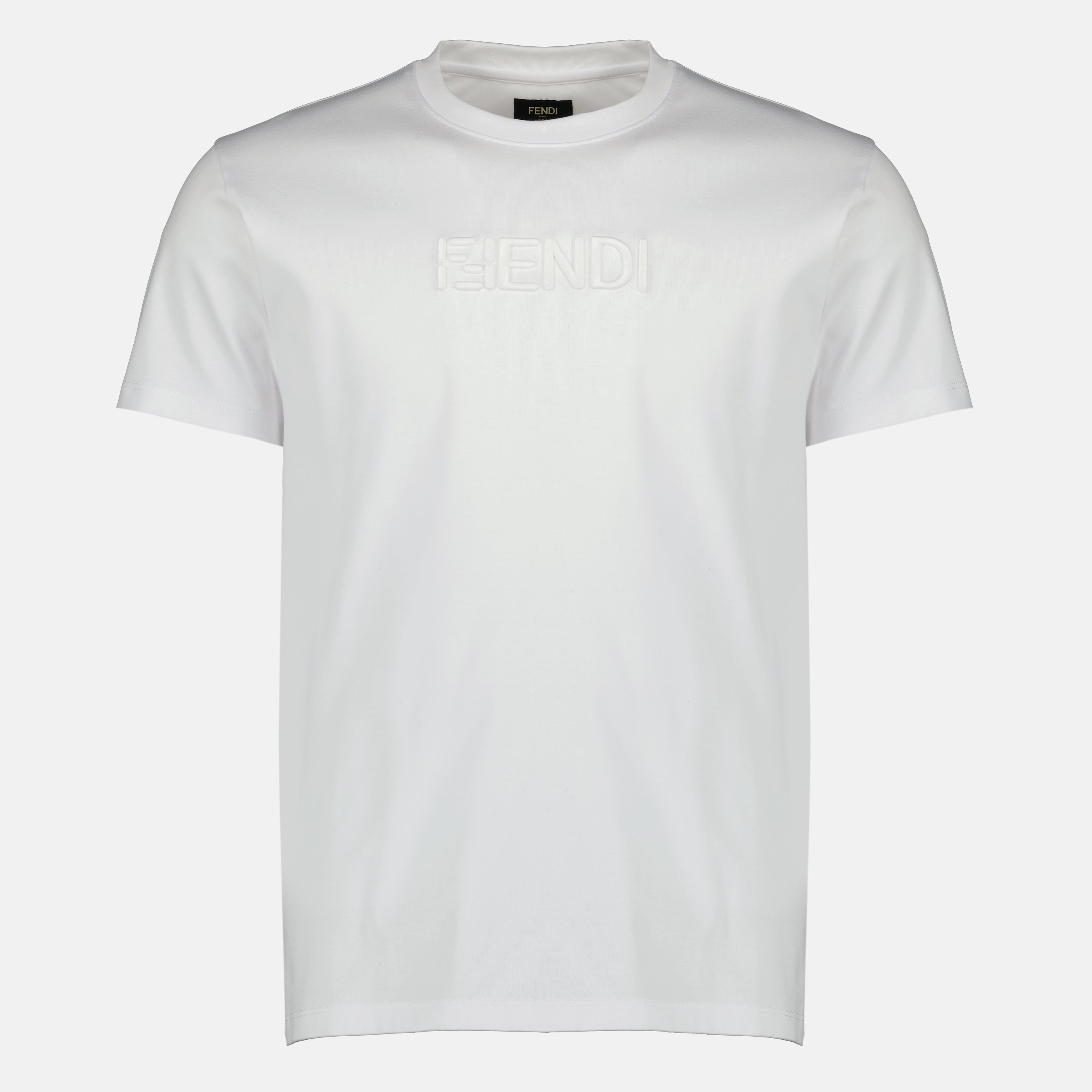 Image of White Cotton T-Shirt by Fendi for Men - Season Spring-Summer 2026 - Front View