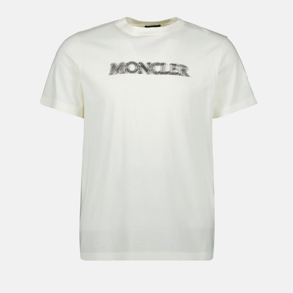 Image du T-shirt logo blanc de Moncler pour hommes - Saison Printemps-Été 2025 - Vue de face