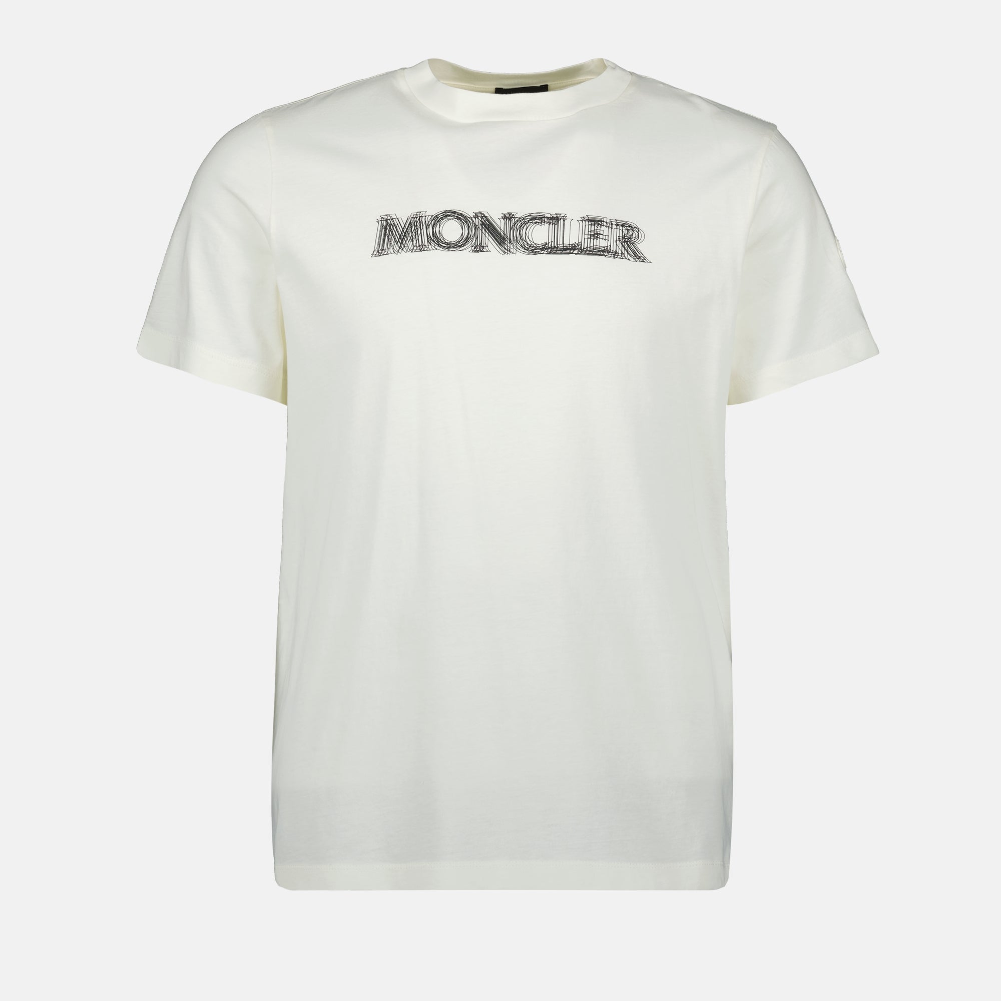 Imagem da T-shirt branca com logotipo da Moncler para homens - Temporada Primavera-Verão 2025 - Vista da frente