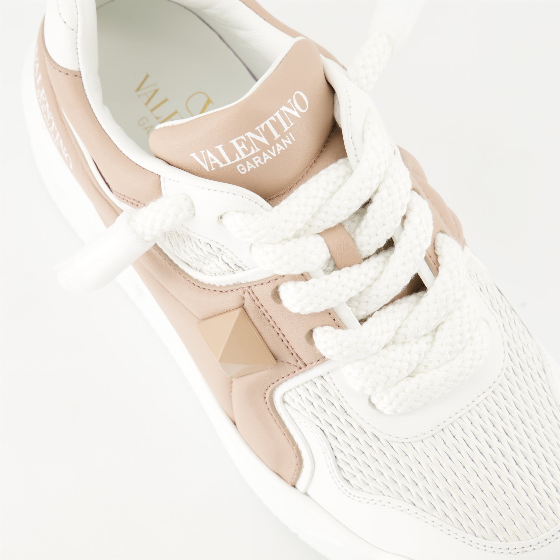 One Stud XL sneakers, Valentino Garavani sneakers, powder pink leather sneakers, platform sole sneakers, luxury women's sneakers