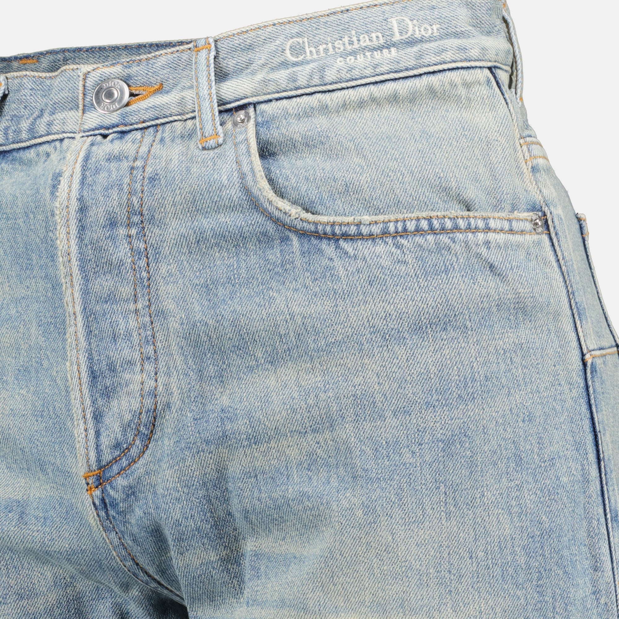 디올 남성용 헤리티지 인테리어 패턴 청바지 이미지 - 시즌 봄-여름 2025 - 세부정보 보기 1