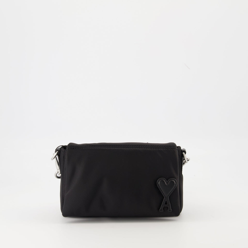 Ami Paris lunch box, water-repellent nylon bag, adjustable shoulder strap, black lunch box, unisex accessories