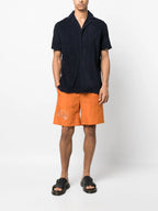 Terry cotton shirt, Orlebar Brown shirt, luxury fashion, navy shirt, organic fabric