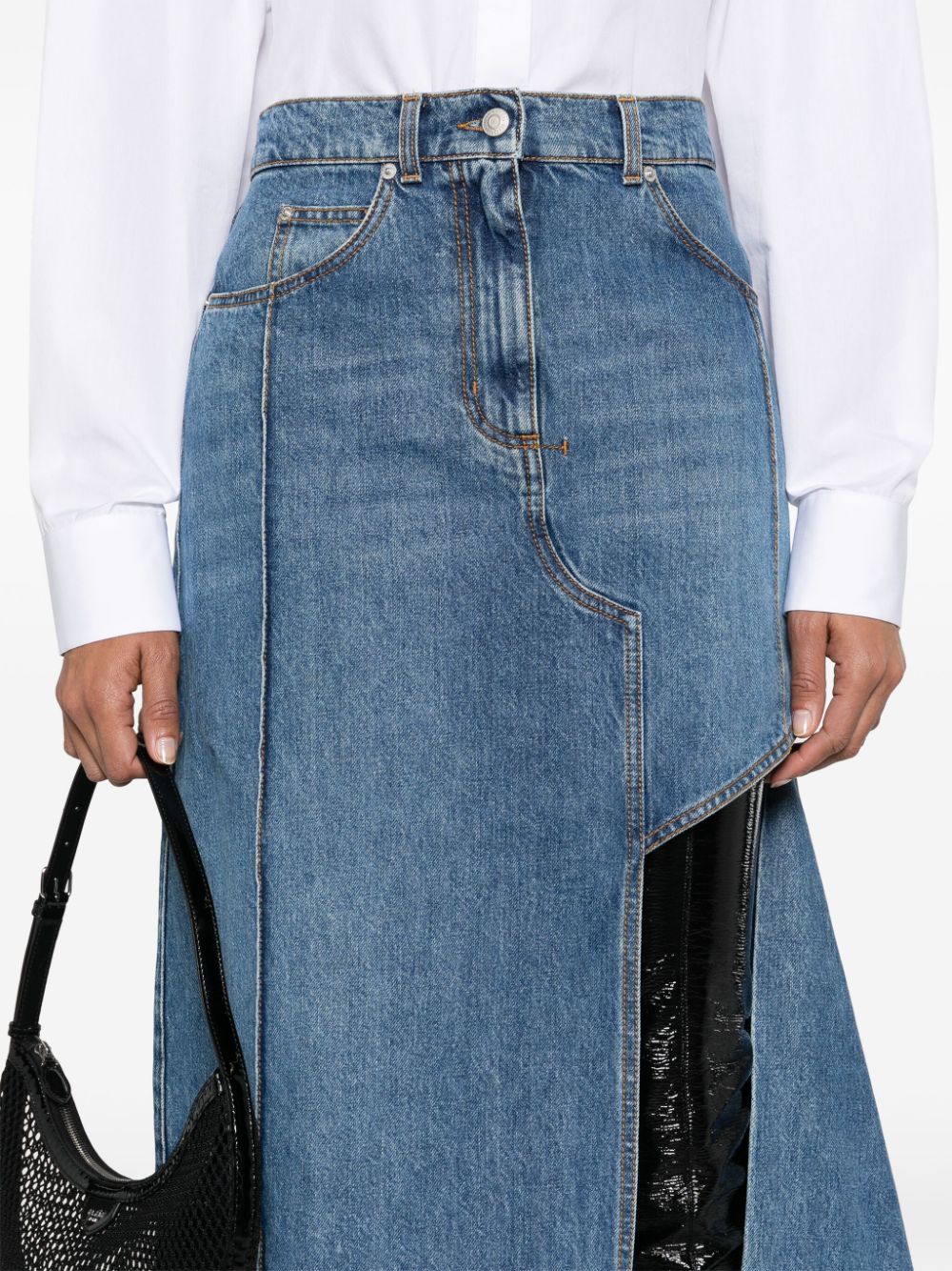 Alexander McQueen, Women's Denim Skirt, Luxury Fashion, High-Waisted Skirt, Split Skirt